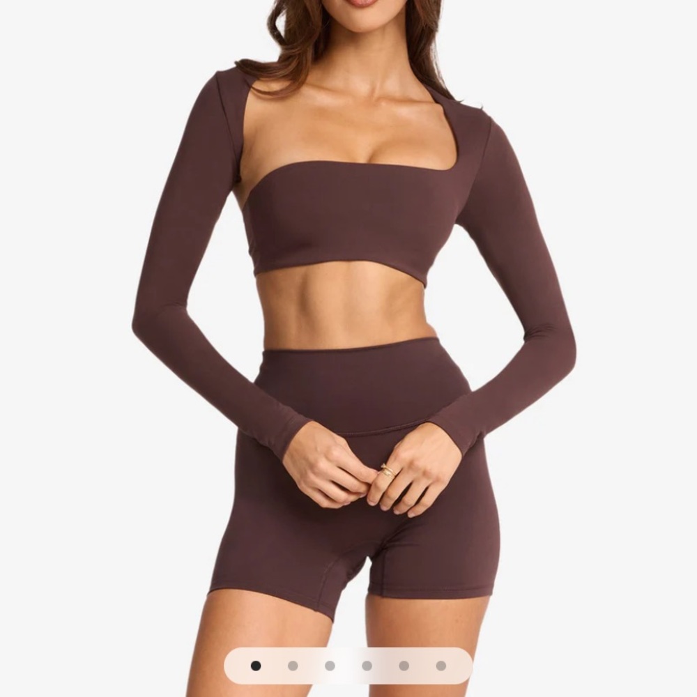 Crop Shop Boutique Brown Long Sleeve Crop Top